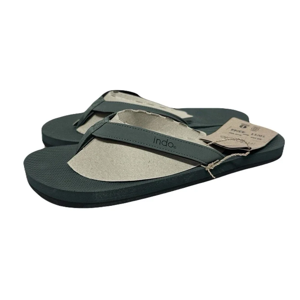 NEW Indosoles Mens Size 10-11 All Terrain Waterproof Vegan Flip Flops Leaf Green